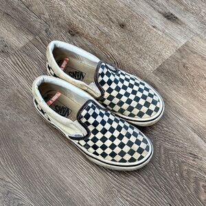 Vans Black and White Checkerboard Slip-Ons youth size 3